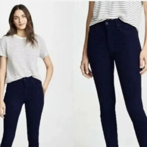 Mother The Looker Crop Hopscotch Corduroy Pants in Navy preppy academia